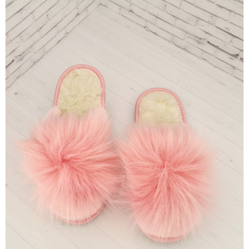 Тапочки женские PomPon меховой PDO411 Розовые